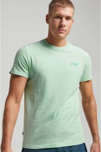 Superdry t-shirt slim fit turquoise effen katoen