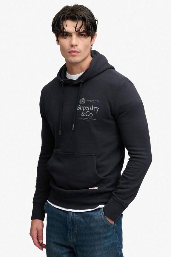 Superdry 1954 COMPANY RELAXED HOOD regular fit hoodie met logo donkerblauw