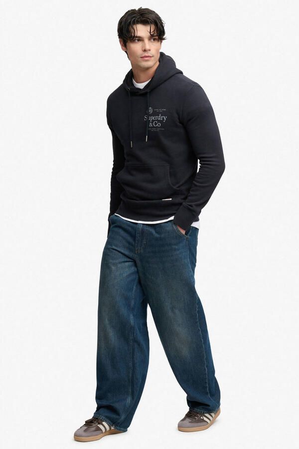 Superdry 1954 COMPANY RELAXED HOOD regular fit hoodie met logo donkerblauw - Foto 3
