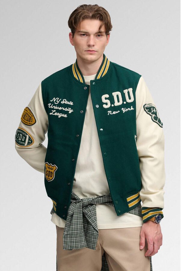 Superdry baseballjack groen oatmeal