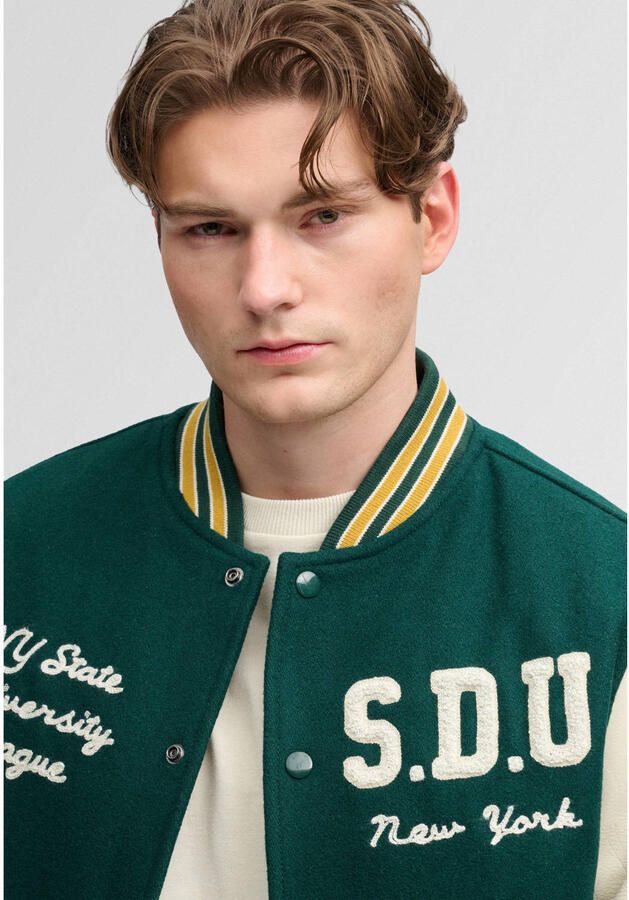 Superdry baseballjack groen oatmeal - Foto 3
