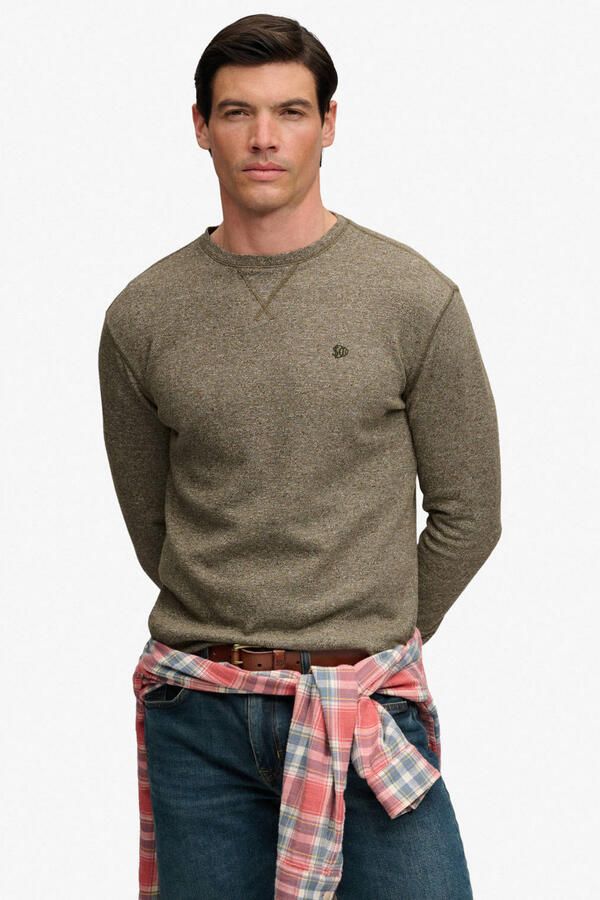 Superdry CLASSIC SLUB WAFFLE TOP regular fit longsleeve olijfgroen