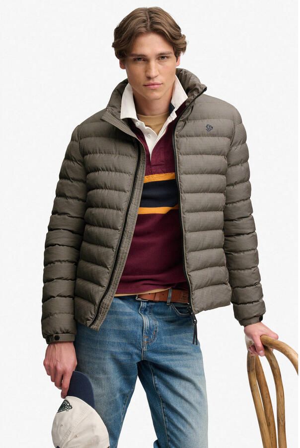 Superdry FUJI pied-de-poule quilted gewatteerde jas bruin - Foto 2
