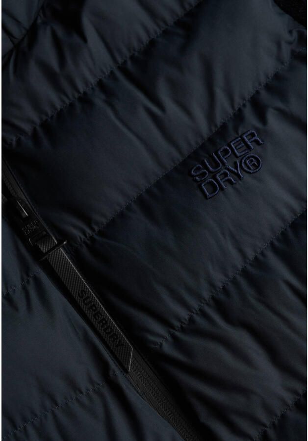 Superdry gewatteerde jas met gebreide mouwen donkerblauw