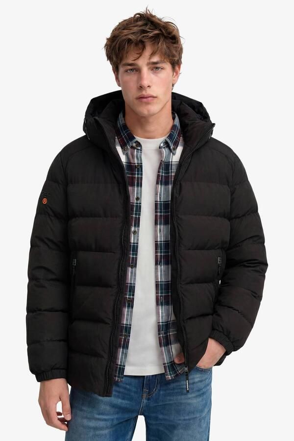 Superdry Gewatteerd jack met capuchon en ritszakken opzij