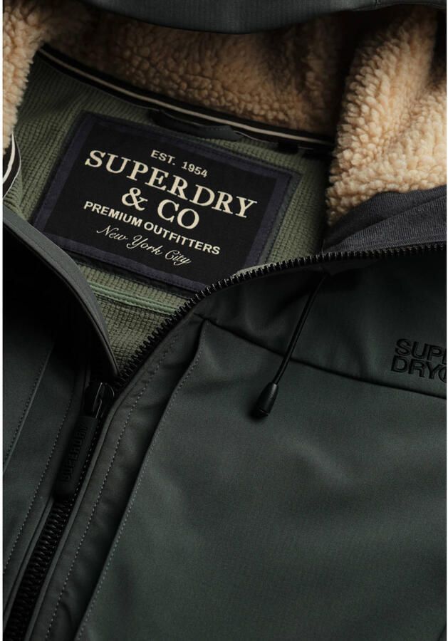 Superdry HOOD BORG TREKKER JKT teddy softshell jas grijsgroen - Foto 3