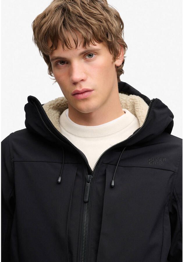Superdry HOOD BORG TREKKER JKT teddy softshell jas zwart - Foto 2