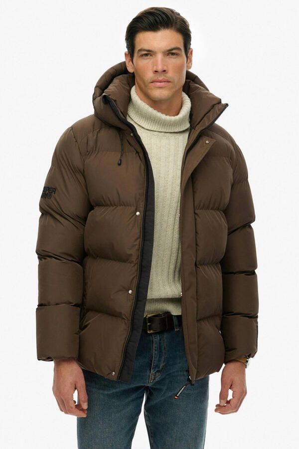Superdry hooded 5 baffle sports puffer quilted gewatteerde winterjas bruin - Foto 2
