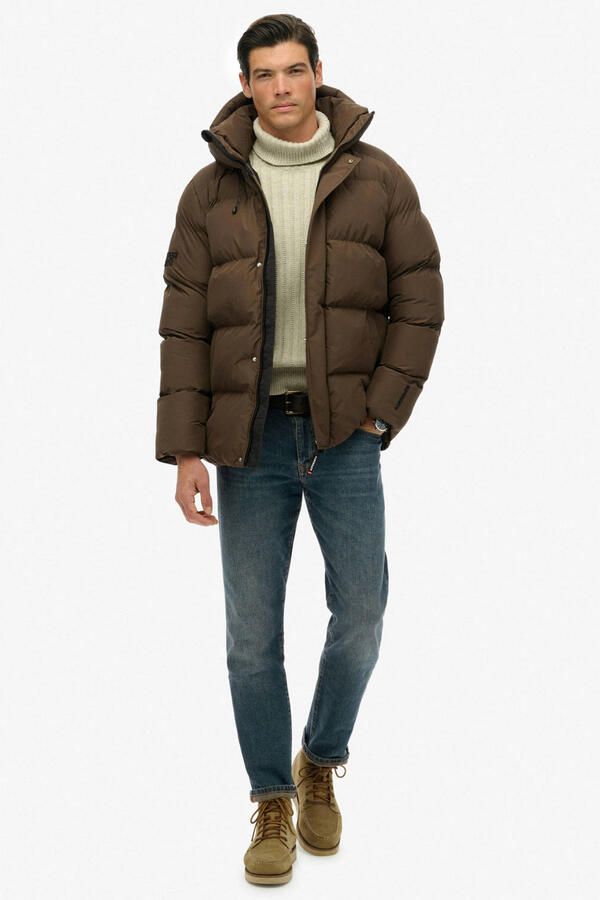 Superdry hooded 5 baffle sports puffer quilted gewatteerde winterjas bruin - Foto 3