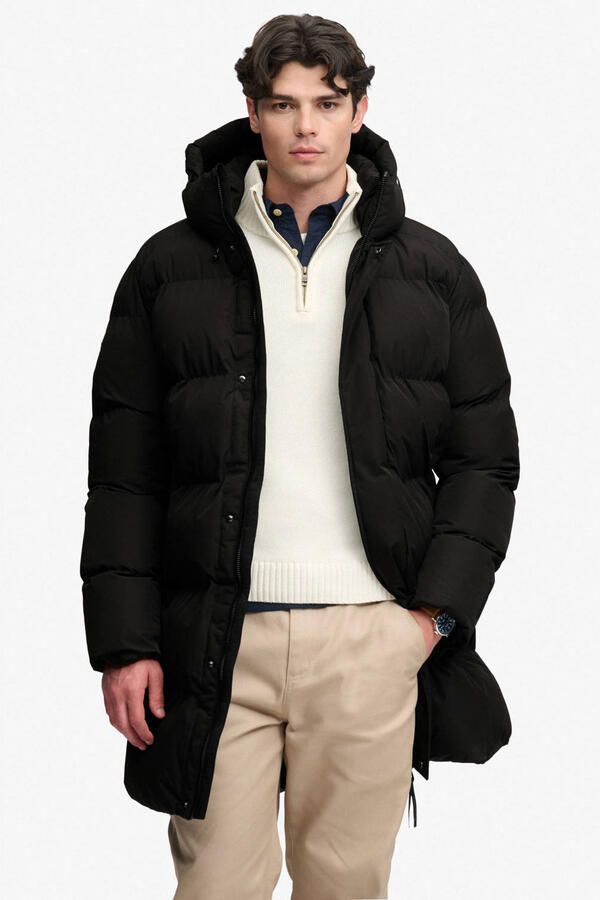 Superdry HOODED SPORTS PUFFER MID JKT quilted gewatteerde jas zwart