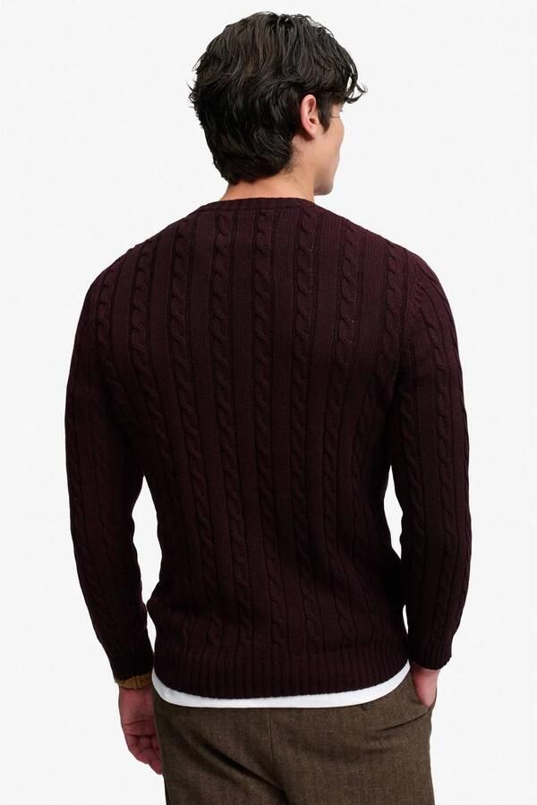 Superdry katoenen regular fit kabeltrui donkerrood - Foto 3