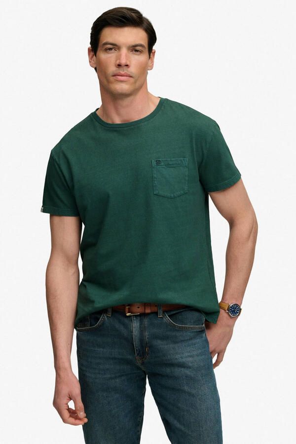 Superdry linnen regular fit T-shirt smaragdgroen