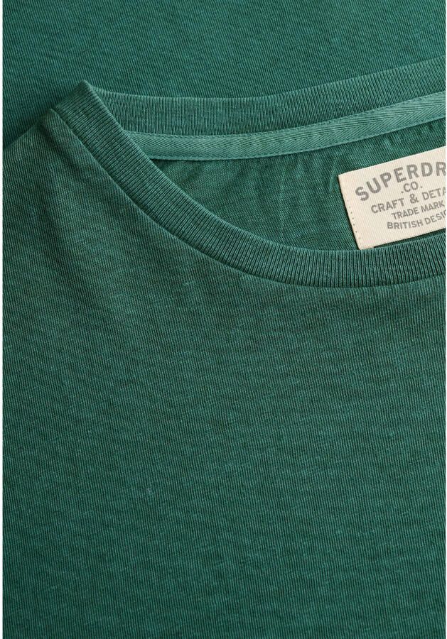 Superdry linnen regular fit T-shirt smaragdgroen - Foto 2