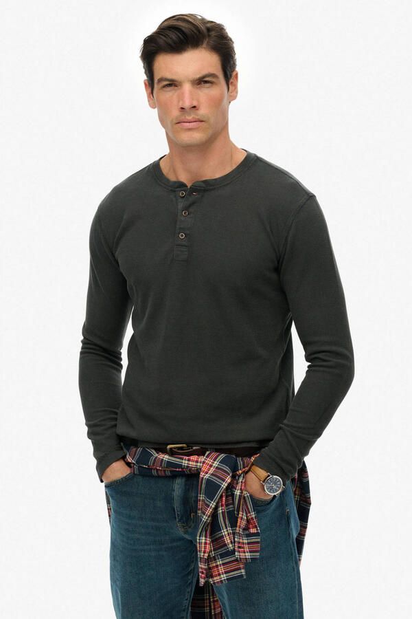 Superdry Shirt met lange mouwen WAFFLE LONG SLEEVE HENLEY TOP - Foto 3