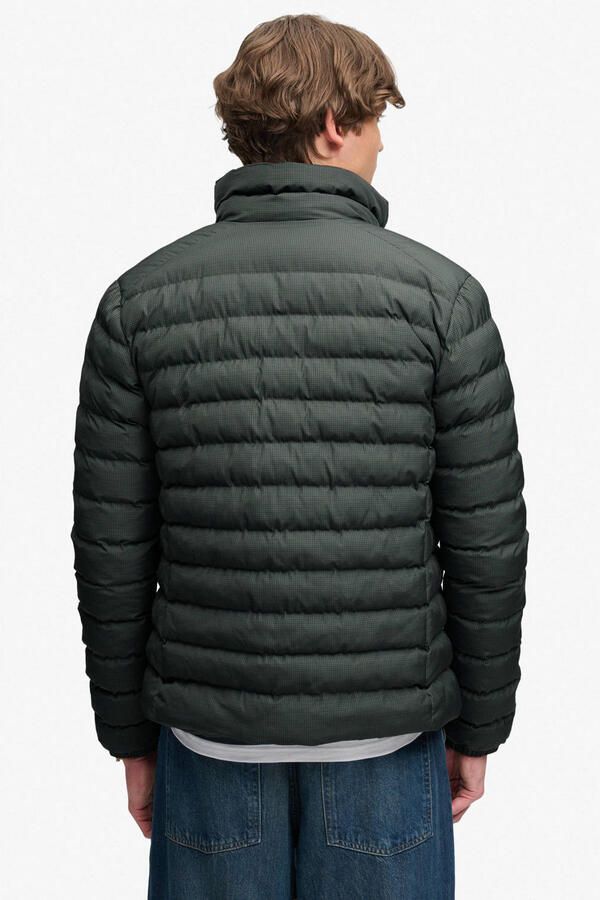 Superdry pied-de-poule quilted gewatteerde jas olijfgroen donkerblauw - Foto 3