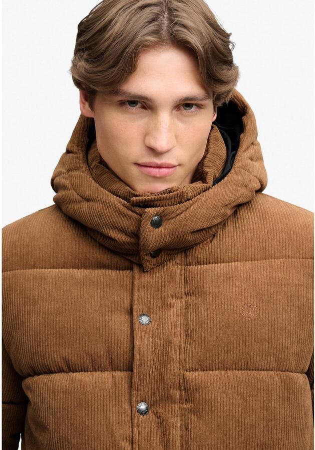 Superdry PREMIUM HOOD CORD PUFFER corduroy gewatteerde jas bruin - Foto 2
