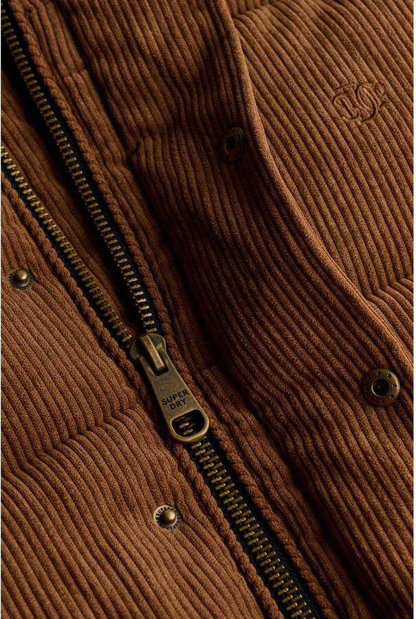 Superdry PREMIUM HOOD CORD PUFFER corduroy gewatteerde jas bruin - Foto 3