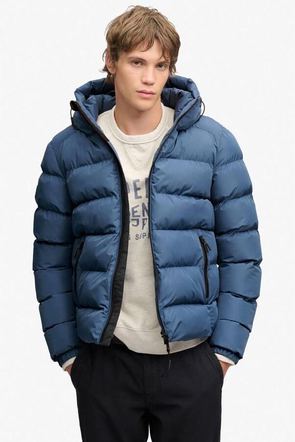 Superdry quilted gewatteerde winterjas blauw
