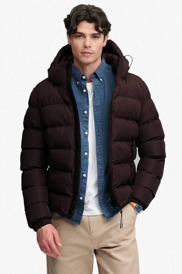 Superdry winterjas roodbruin