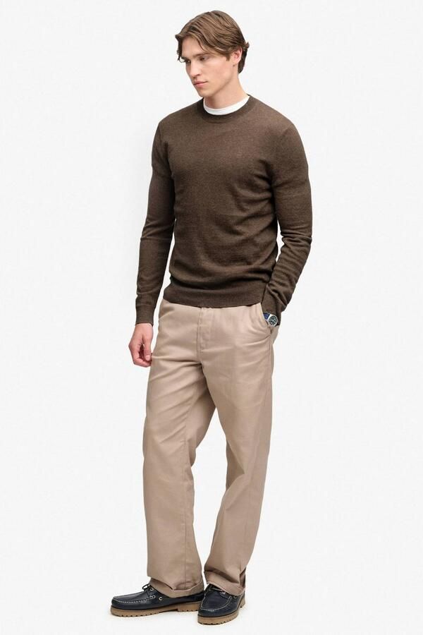 Superdry regular fit gebreide trui met wol biscuit brown marl - Foto 3