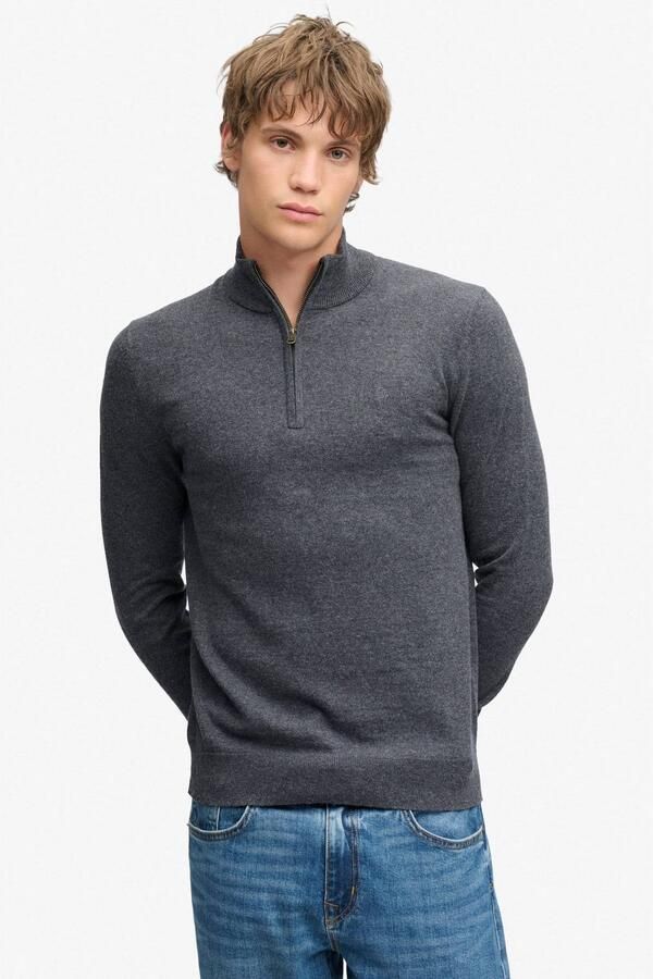 Superdry Trui Ess LW wollen mix gebreide trui met halve rits