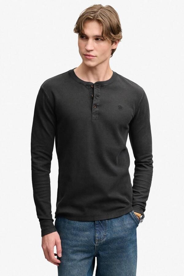 Superdry Longsleeve met structuurpatroon en knoopsluiting