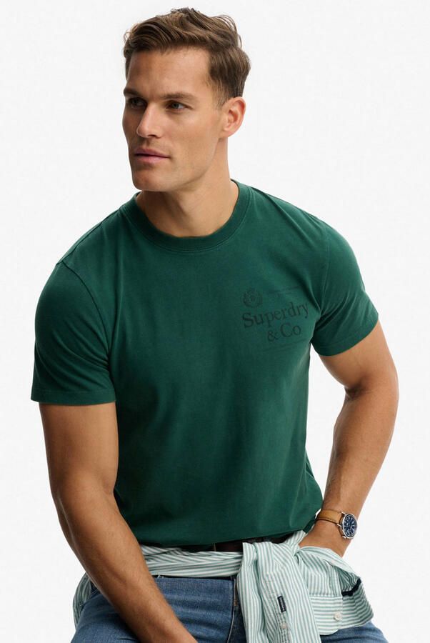 Superdry regular fit T-shirt met logo groen - Foto 2
