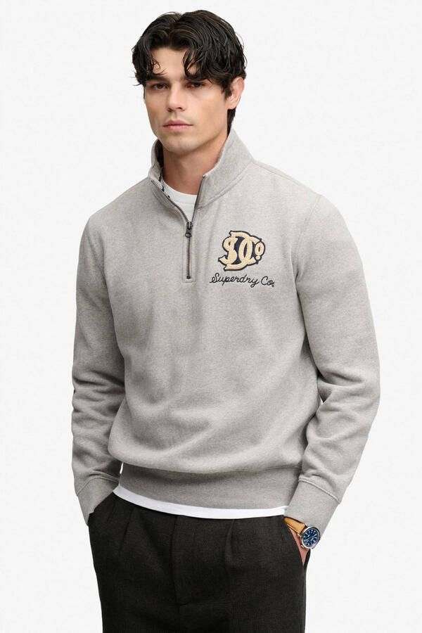 Superdry regular fit trui met print donkergrijs