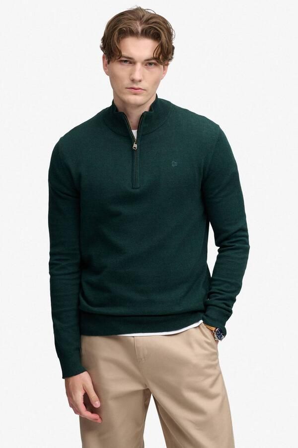 Superdry Trui Ess LW wollen mix gebreide trui met halve rits