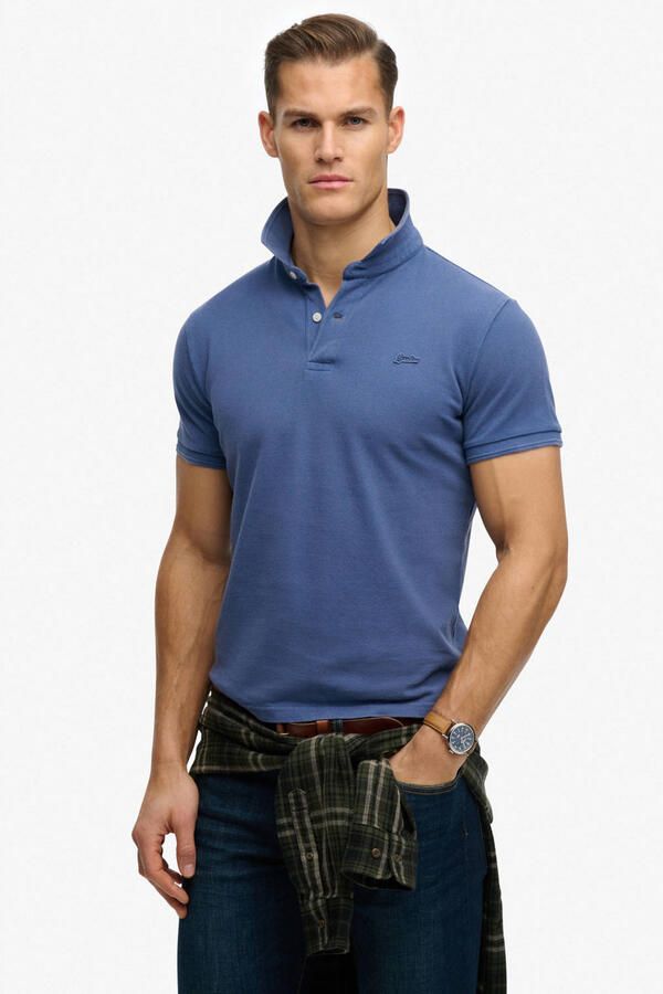 Superdry Polo Shirt Korte Mouw Polo Pique Classic Bay Blauw