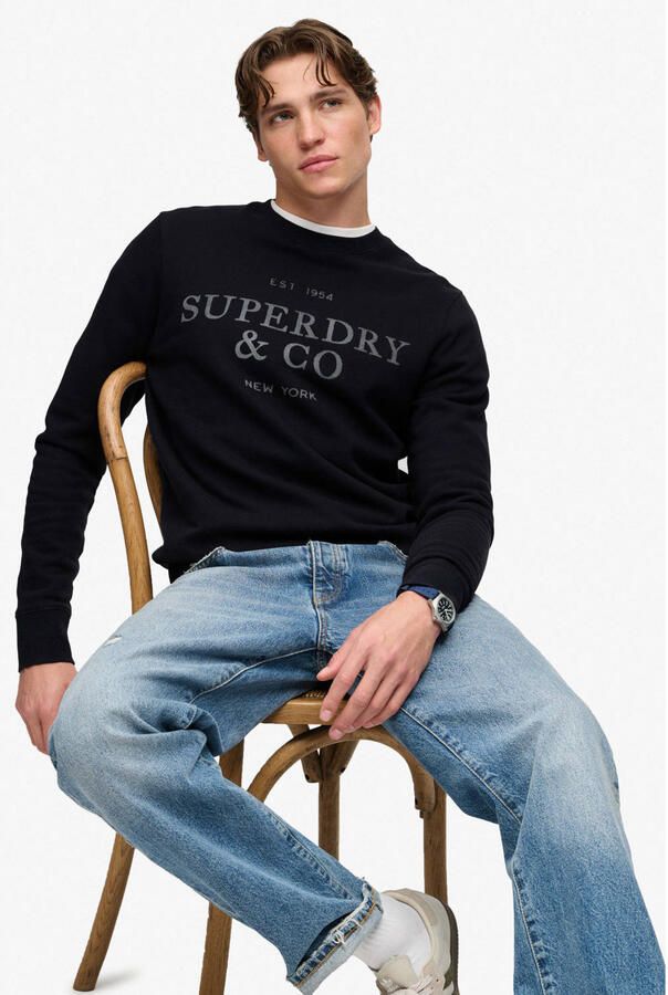 Superdry relaxed fit sweater donkerblauw - Foto 2