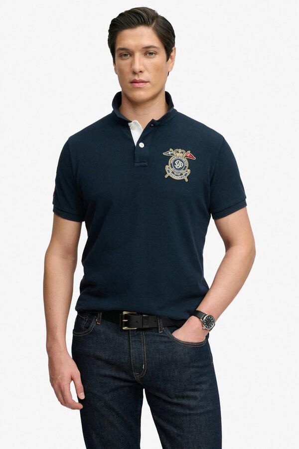 Superdry relaxed polo donkerblauw