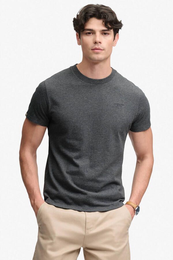 Superdry slim fit gemêleerd T-shirt grijs steengrijs