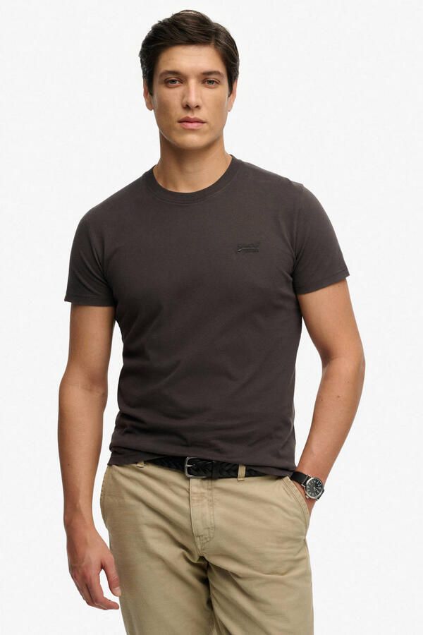 Superdry slim T-shirt donkerbruin