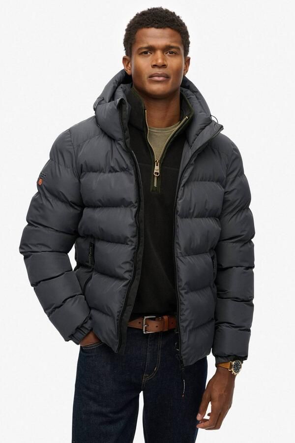 Superdry Gewatteerd jack met labelstitching en capuchon