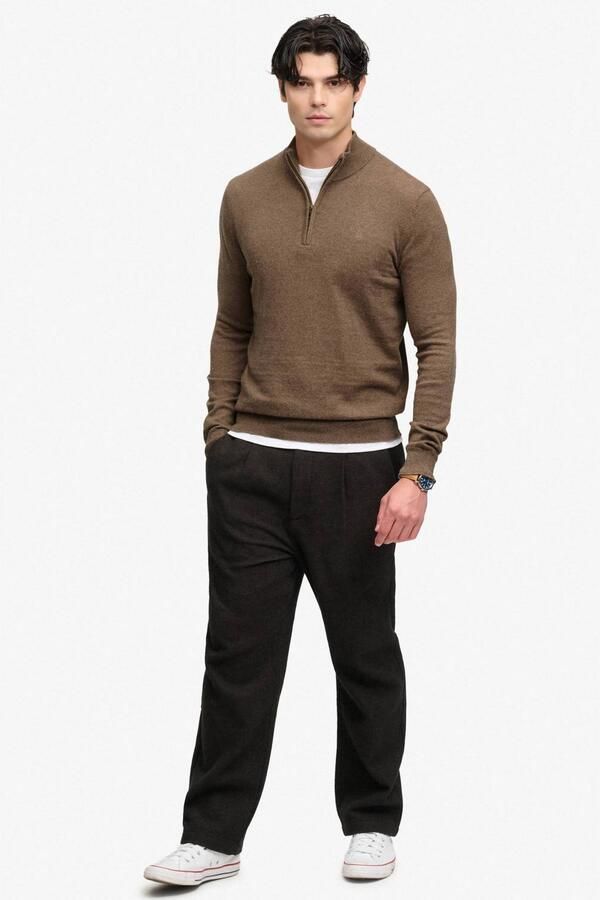 Superdry wollen regular fit gebreide trui biscuit bruin - Foto 3
