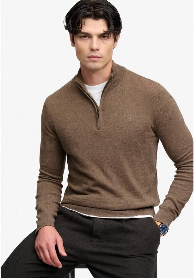 Superdry wollen regular fit gebreide trui biscuit bruin - Foto 2