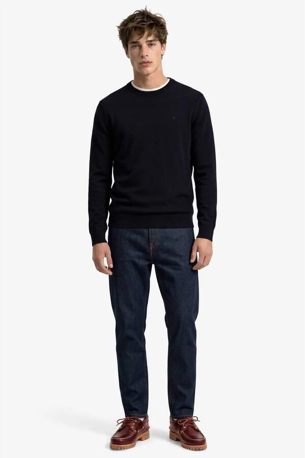 Superdry wollen regular fit gebreide trui donkerblauw - Foto 3