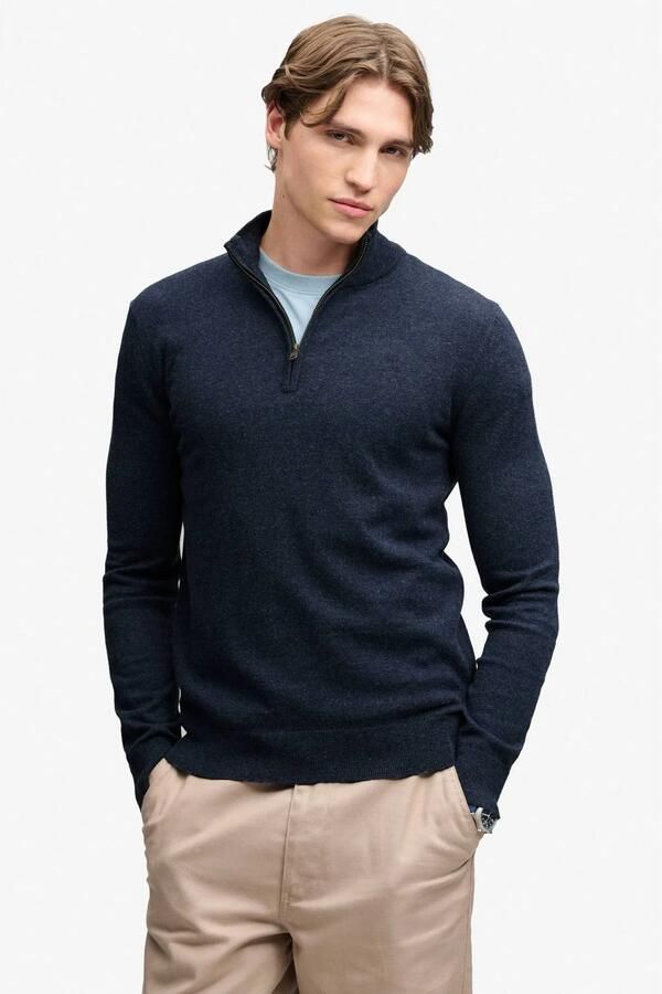 Superdry Trui Ess LW wollen mix gebreide trui met halve rits