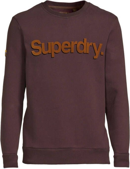 Superdry sweater met logo rich deep burgundy
