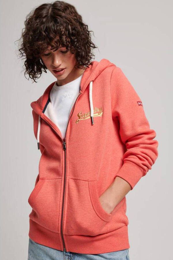 Superdry Hooded sweatshirt met rits en damesinscriptie Vintage Collegiate Roze Dames