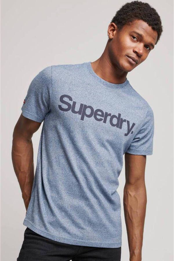 Superdry T-shirt met logo grijsblauw