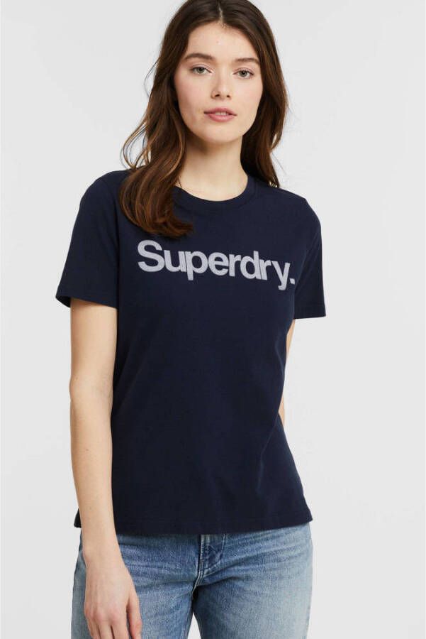 Superdry T-shirt met logo donkerblauw
