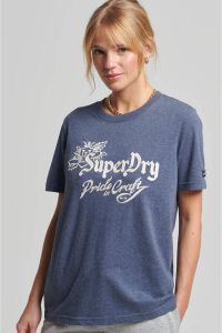 Superdry T-shirt met printopdruk donkerblauw