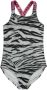 SuperRebel badpak Venice grijs zwart Meisjes Gerecycled polyester Zebraprint 152 - Thumbnail 1