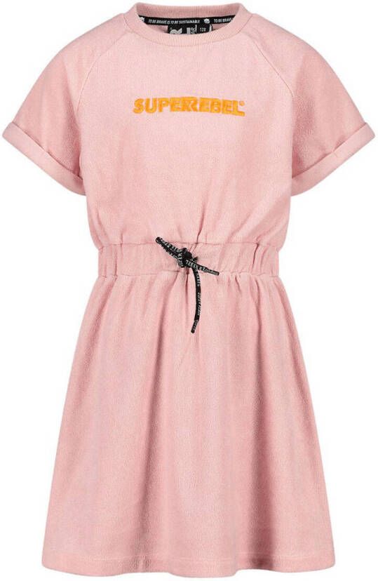 SuperRebel jurk met biologisch katoen lichtroze Meisjes Polyester Ronde hals 164