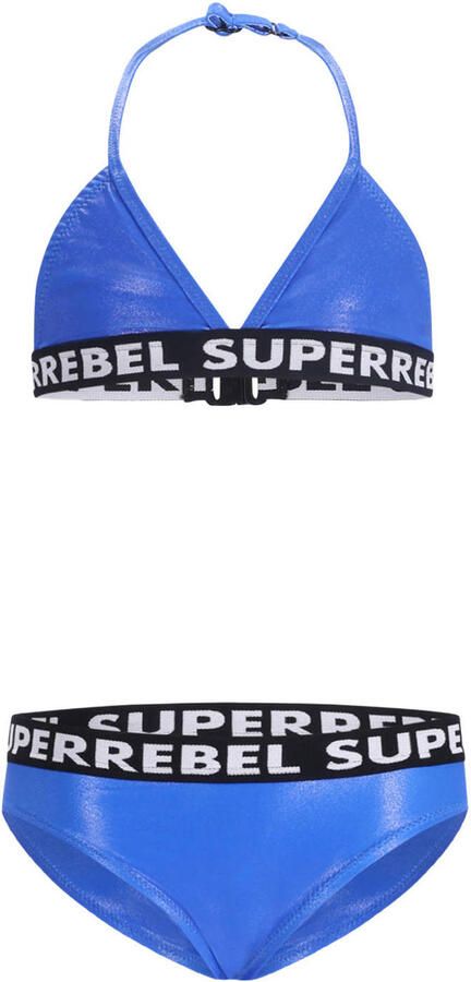 SuperRebel triangel bikini Isla blauw metallic