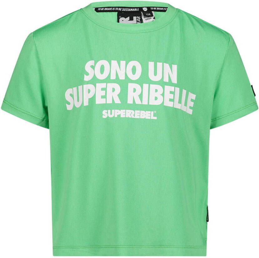 SuperRebel T-shirt van gerecycled polyester fluor mintgroen Meisjes Gerecycled polyester (duurzaam) Ronde hals 176