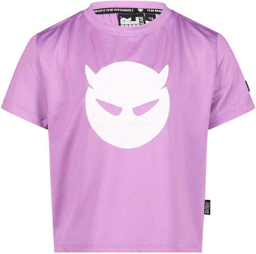 SuperRebel T-shirt van gerecycled polyester lila Paars Meisjes Gerecycled polyester (duurzaam) Ronde hals 140