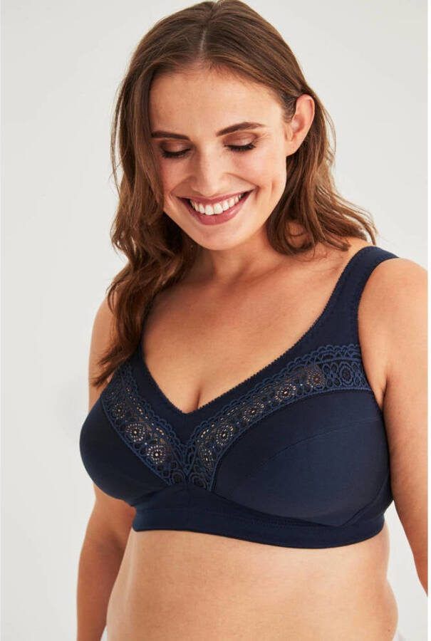 Swegmark niet-voorgevormde bh zonder beugel Cotton Stars donkerblauw - Foto 2